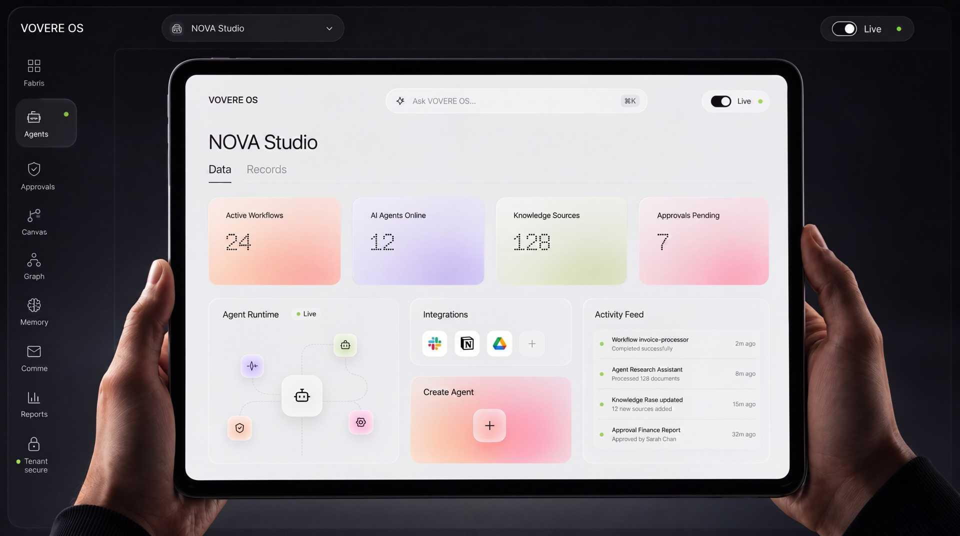 VOVERE OS — interface